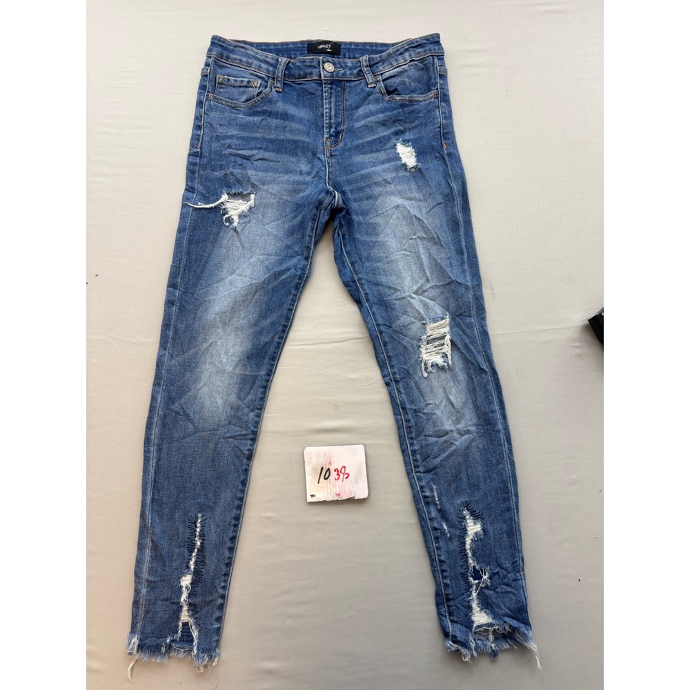 Vervet Ankle Skinny Fit Distressed Jeans Medium Wash Raw Hem VT107 Size 26